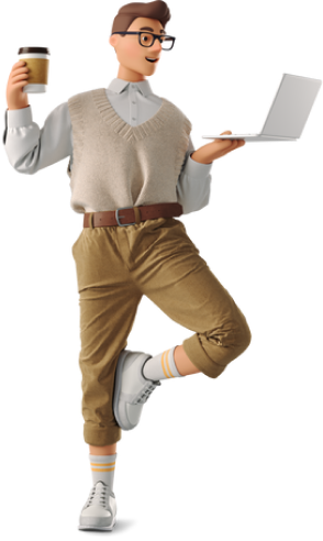 illustration gay man with laptop = me